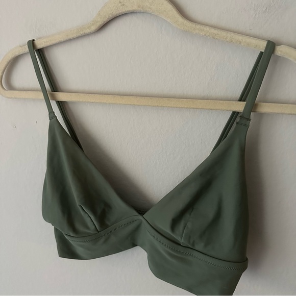Aerie Triangle Swim Top Olive Green M - Picture 5 of 9